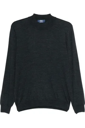 FEDELI Heren, Truien, Grijs, Maat: 3XL Wol