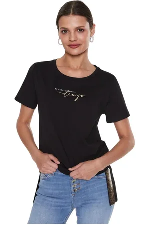 Liu Jo Dames, Tops, Zwart, Maat: 2XS Katoen