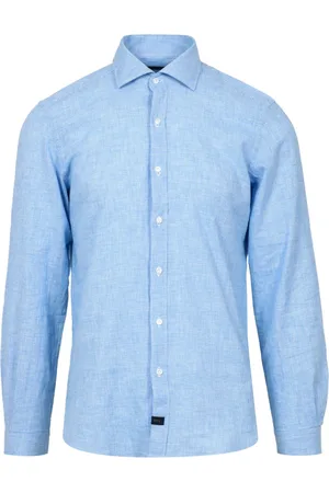 FAY Heren, Overhemden, Blauw, Maat: 4XL Linnen