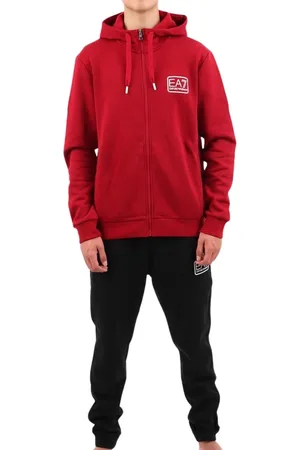 EA7 Heren, Sweatshirts & Hoodies, Rood, Maat: L Katoen