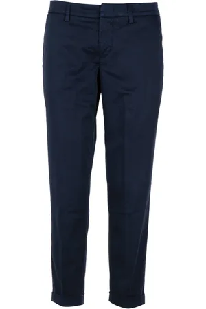 FAY Dames, Broeken, Blauw, Maat: W25 Satijn