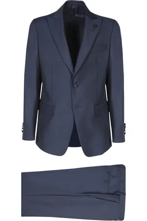 LARDINI Heren, Pakken, Blauw, Maat: S Wol