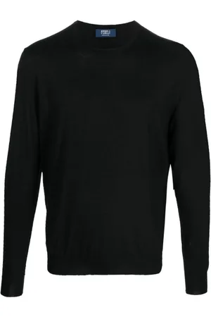 FEDELI Heren, Truien, Zwart, Maat: 5XL Zijde
