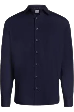 Calvin Klein Heren, Overhemden, Blauw, Maat: 5XL Katoen