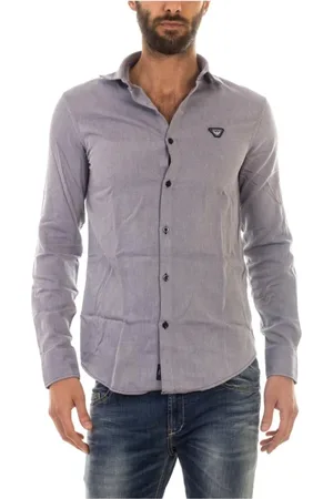 Emporio Armani Heren, Overhemden, Blauw, Maat: L Katoen
