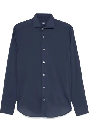 FEDELI Heren, Overhemden, Blauw, Maat: XL Katoen