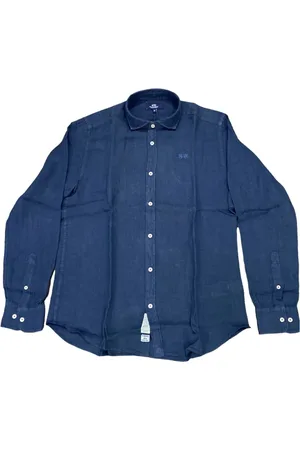 La Martina Heren, Overhemden, Blauw, Maat: M Linnen
