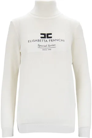 Elisabetta Franchi Dames, Truien, Wit, Maat: XL Viscose