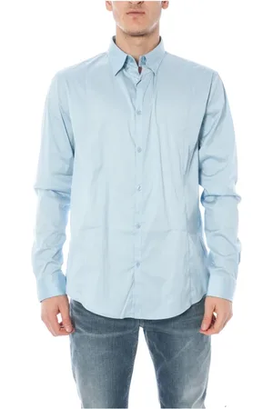 Emporio Armani Heren, Overhemden, Blauw, Maat: 2XL Katoen