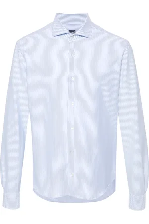FEDELI Heren, Overhemden, Blauw, Maat: 4XL Katoen