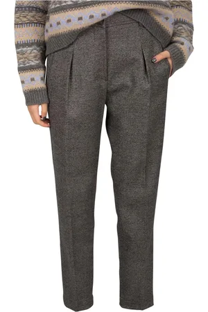 Brunello Cucinelli Dames, Broeken, Grijs, Maat: S Flanel