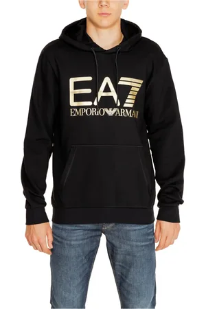 EA7 Heren, Sweatshirts & Hoodies, Zwart, Maat: S Katoen