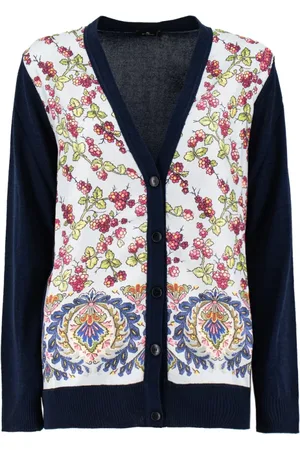 Etro Dames, Truien, Blauw, Maat: M Katoen