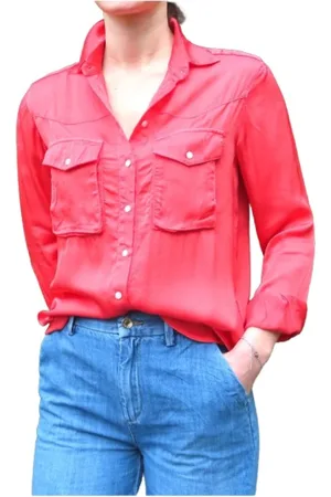 Masons Dames, Blouses & Shirts, Oranje, Maat: XS Satijn