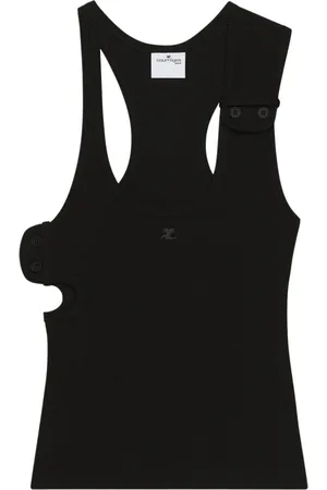 Courrèges Dames, Tops, Zwart, Maat: M Katoen