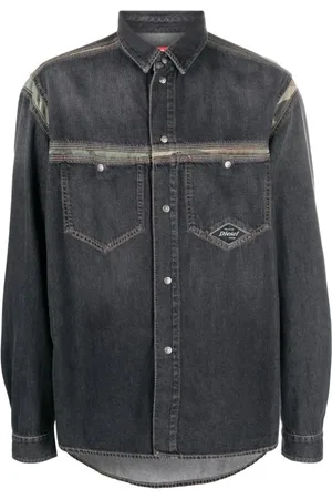 Diesel Heren, Overhemden, Zwart, Maat: M Denim