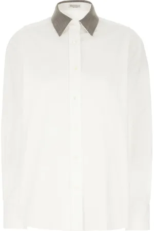 Brunello Cucinelli Dames, Blouses & Shirts, Wit, Maat: 3XL Katoen