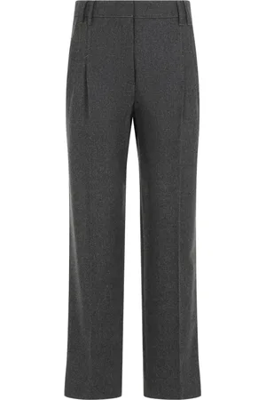 Brunello Cucinelli Dames, Broeken, Grijs, Maat: S Flanel