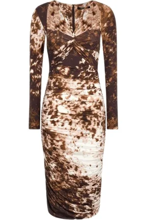 Roberto Cavalli Dames, Jurken, Bruin, Maat: S