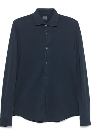 FEDELI Heren, Overhemden, Blauw, Maat: XL Katoen