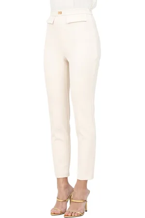 Elisabetta Franchi Dames, Broeken, Wit, Maat: S Poliester