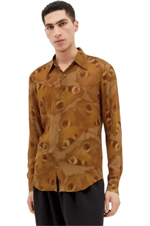 DRIES VAN NOTEN Heren, Overhemden, Bruin, Maat: S Viscose