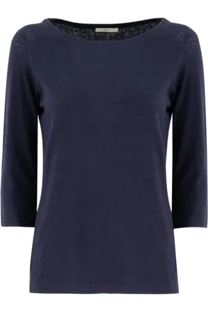 FEDELI Dames, Tops, Blauw, Maat: XL Linnen