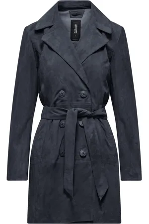 Bomboogie Dames, Mantels, Blauw, Maat: M Leer