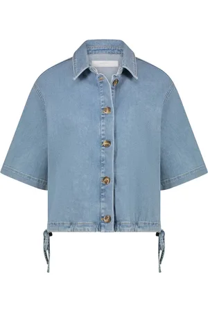 NUKUS Dames, Blouses & Shirts, Blauw, Maat: M Katoen