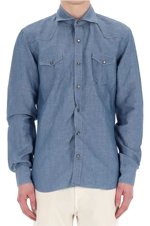 BARBA Heren, Overhemden, Blauw, Maat: L Katoen