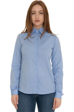 FAY Dames, Blouses & Shirts, Blauw, Maat: L Katoen