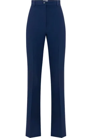 Elisabetta Franchi Dames, Broeken, Blauw, Maat: XL Satijn