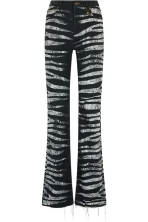 Roberto Cavalli Dames, Broeken, Zwart, Maat: XS Katoen