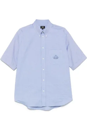 Fendi Heren, Overhemden, Blauw, Maat: L Katoen