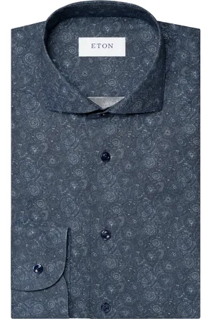 Eton Heren, Overhemden, Blauw, Maat: M Katoen