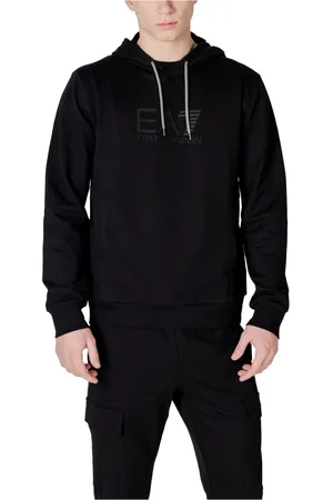 EA7 Heren, Sweatshirts & Hoodies, Zwart, Maat: L Katoen