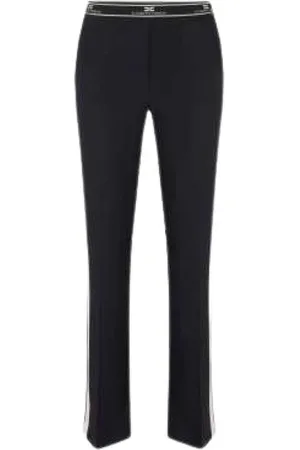 Elisabetta Franchi Dames, Broeken, Zwart, Maat: 2XL Satijn