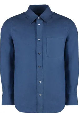 Thom Browne Heren, Overhemden, Blauw, Maat: L Flanel