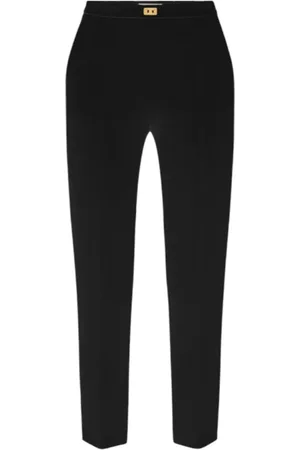 Elisabetta Franchi Dames, Broeken, Zwart, Maat: XS Leer