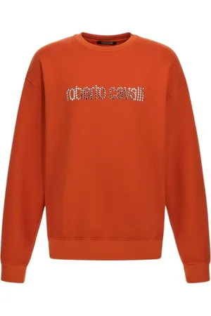 Roberto Cavalli Heren, Sweatshirts & Hoodies, Oranje, Maat: S Katoen