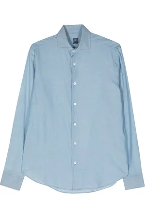 FEDELI Heren, Overhemden, Blauw, Maat: 3XL Katoen