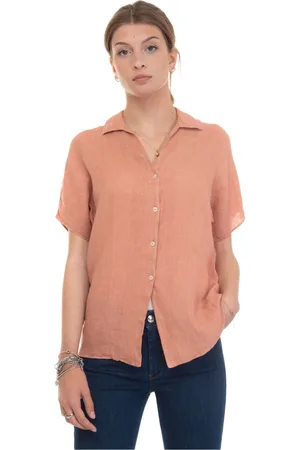 FAY Dames, Blouses & Shirts, Roze, Maat: L Linnen