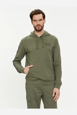 EA7 Heren, Sweatshirts & Hoodies, Groen, Maat: L Katoen