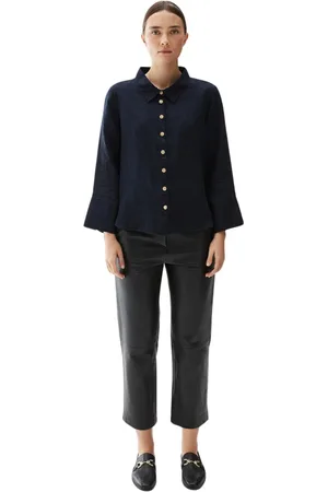 BUSNEL Dames, Blouses & Shirts, Blauw, Maat: L Katoen