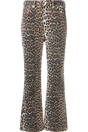 Ganni Dames, Broeken, Bruin, Maat: W28 Denim