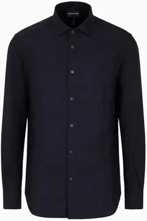 Emporio Armani Heren, Overhemden, Blauw, Maat: M Katoen