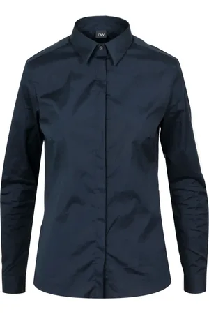FAY Dames, Blouses & Shirts, Blauw, Maat: S Katoen