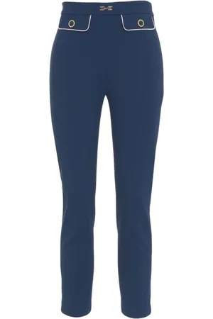 Elisabetta Franchi Dames, Broeken, Blauw, Maat: M