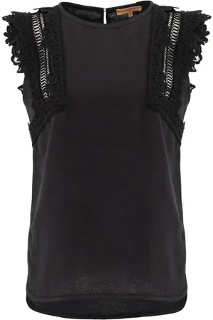 ERMANNO SCERVINO Dames, Tops, Zwart, Maat: S Linnen