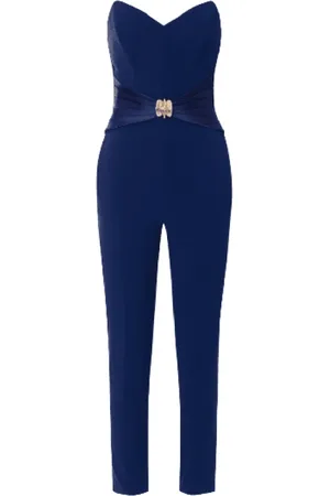 Elisabetta Franchi Dames, Jumpsuits & Playsuits, Blauw, Maat: S Satijn